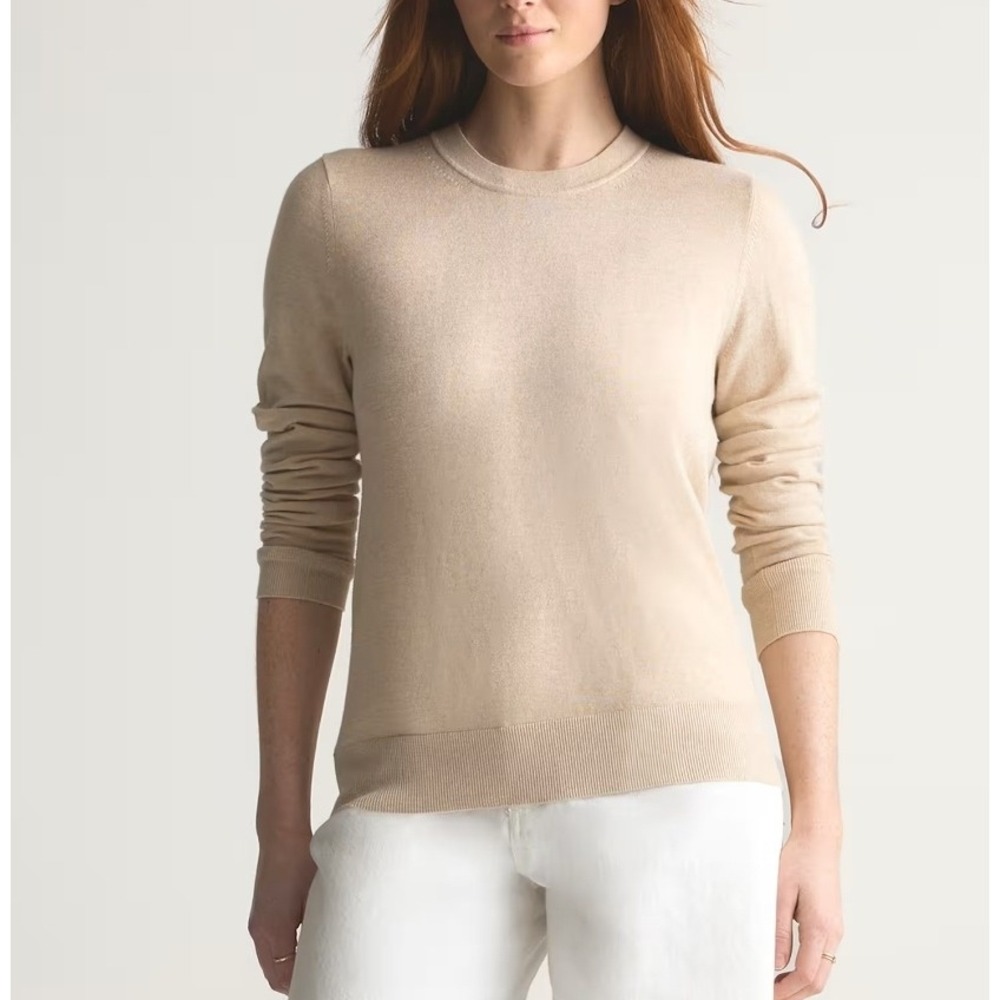 Quince Women XS NWT Heather Oatmeal Cotton Cashmere Crewneck Lightweight Sweater